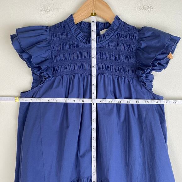 Sea New York Marlene Dress Size XS Blue Cotton Mini Flutter Smock Sustainable - Picture 13 of 14